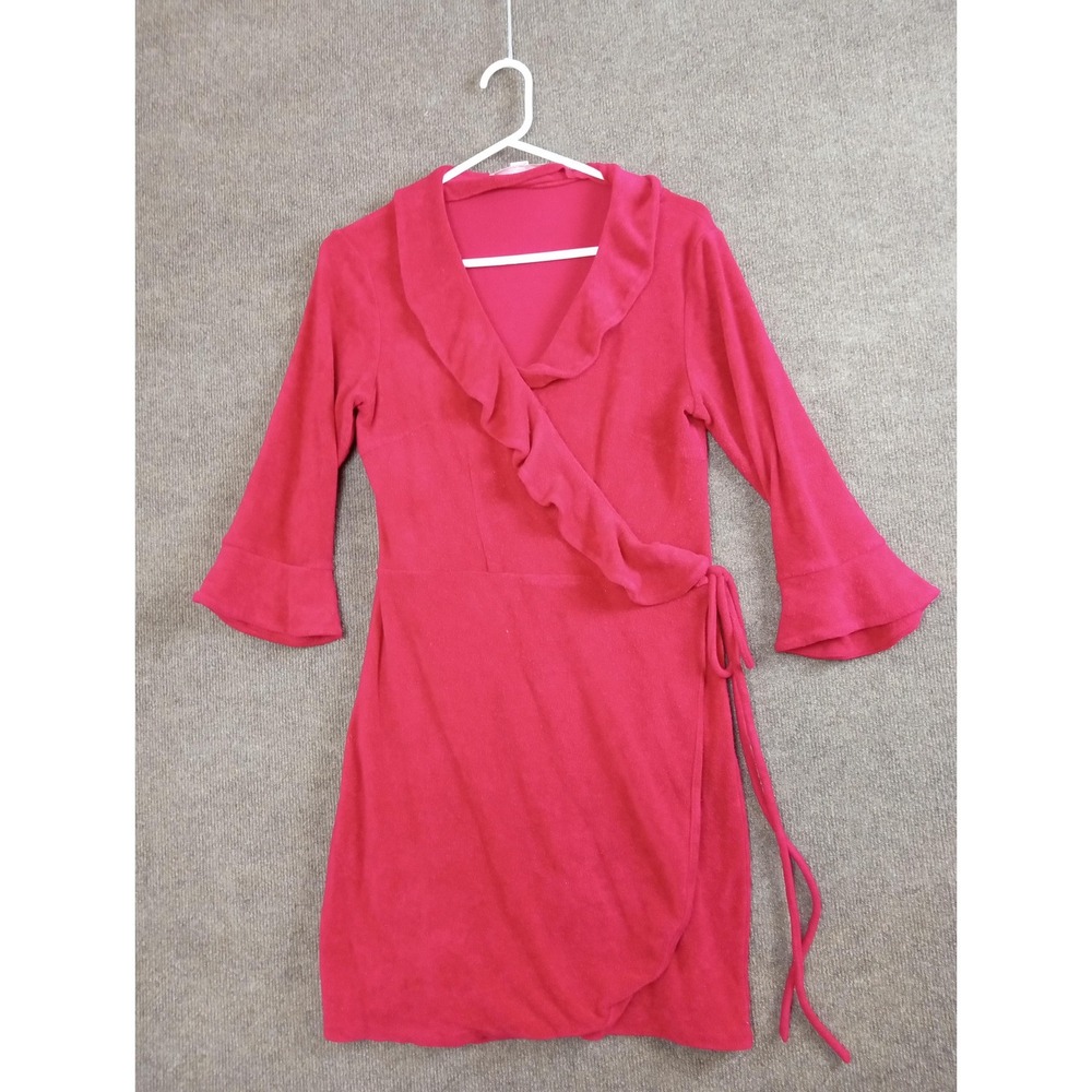 Victoria's Secret Angels Red Terry Cloth Ruffle Wrap Robe Bell Sleeve S/M - Picture 4 of 7